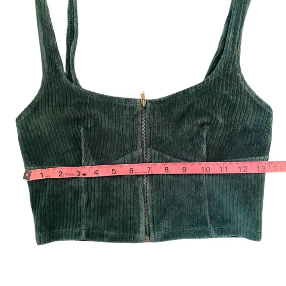 Forever 21 Green Corduroy Corset Top Zip Front Bustier Tank Y2K - Picture 4 of 9